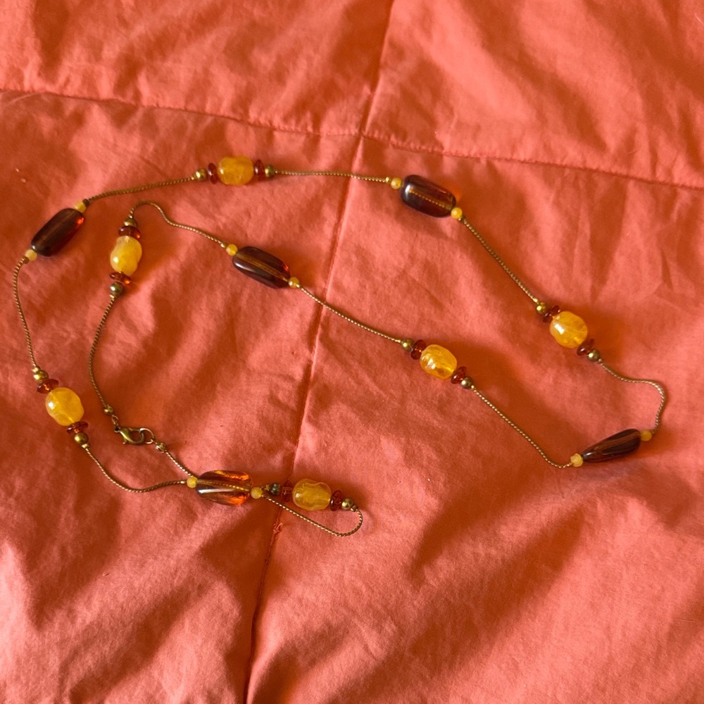 Elegant Amber and Brown Beaded Necklace